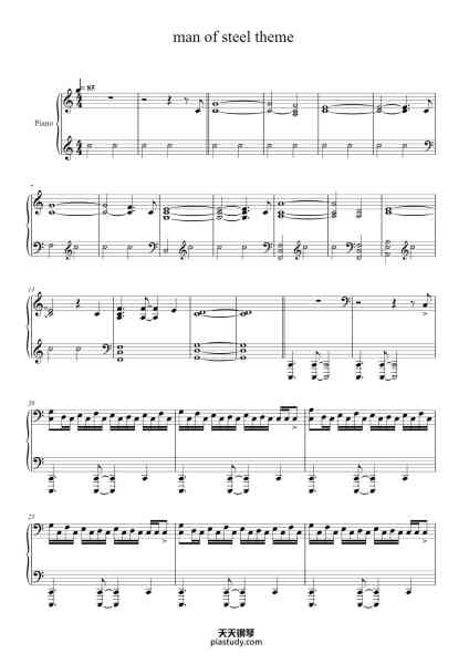 “man of steel theme”钢琴谱-Hans Zimmer-免费下载-天天钢琴