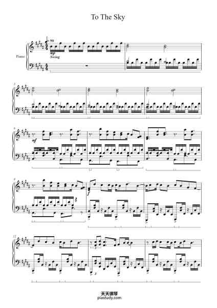“To The Sky”钢琴谱-Gilllome Bingpritt-免费下载-天天钢琴
