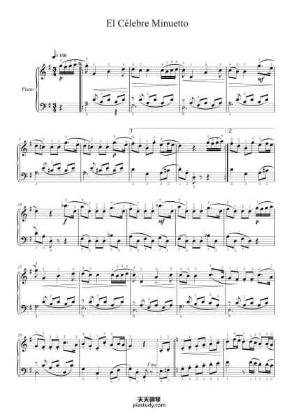 “String Quintet in E Major, Op. 11, No. 5 (G. 275): III. Minuetto”钢琴谱-Boccherini-免费下载-天天钢琴