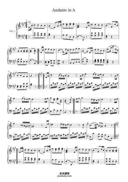 “Andante in A”钢琴谱-Joseph Haydn-免费下载-天天钢琴