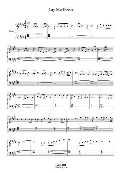 “Lay Me Down”钢琴谱-Sam Smith-免费下载-天天钢琴