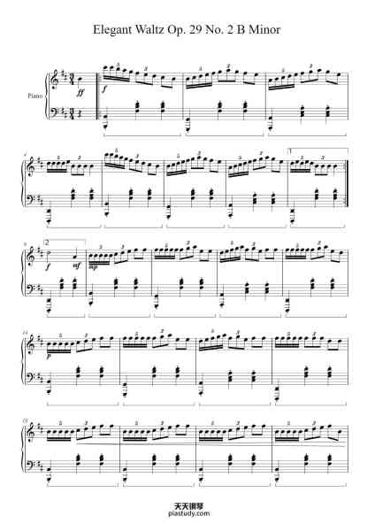“Elegant Waltz Op. 29 No. 2 B Minor”钢琴谱-J. Y. Kim-免费下载-天天钢琴