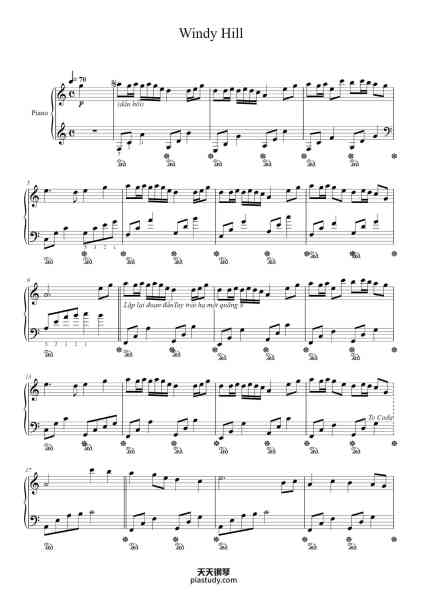 “Windy Hill”钢琴谱-Yu Zhong (羽肿)-免费下载-天天钢琴