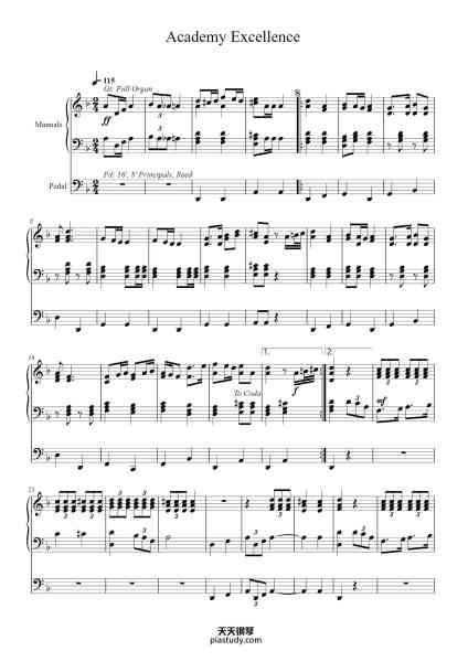“Academy Excellence—March for Organ”钢琴谱-Ian Boath-免费下载-天天钢琴
