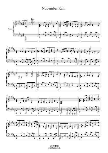 “November Rain”钢琴谱-Written by Axl Rose-免费下载-天天钢琴