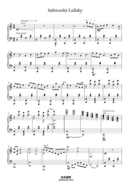 “Subwoofer Lullaby”钢琴谱-Arranged By Dalan Merriner-免费下载-天天钢琴