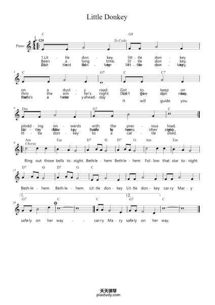 “Little Donkey in C Major”钢琴谱-1959  Eric Boswell-免费下载-天天钢琴