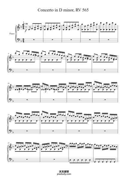 “Concerto in D minor, RV 565”钢琴谱-A.L. Vivaldi-免费下载-天天钢琴