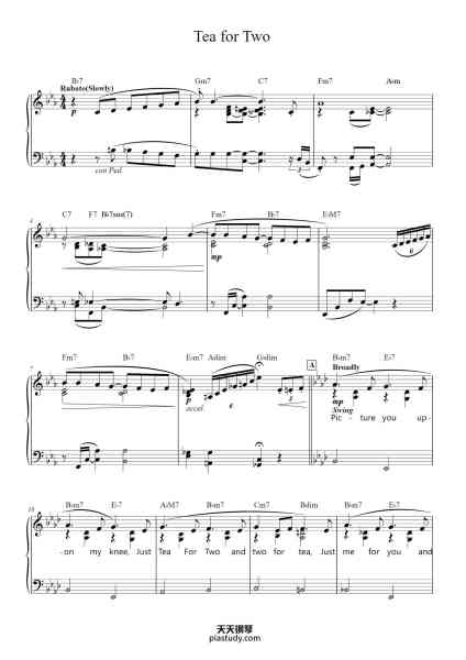 “Tea for Two”钢琴谱-composer:Vincent Youmans-免费下载-天天钢琴