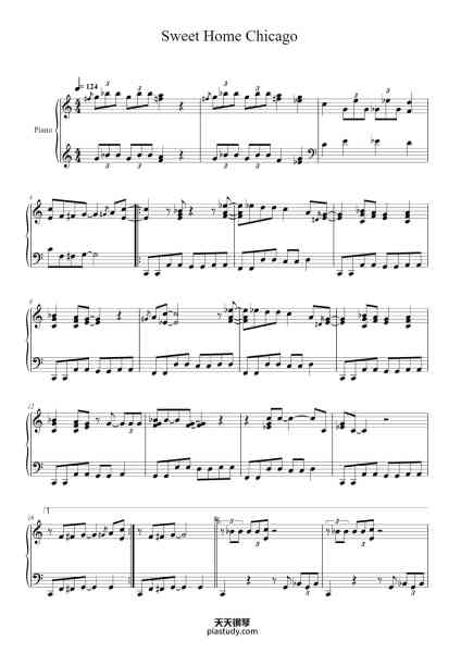“Sweet home chicago”钢琴谱-The blues brothers-免费下载-天天钢琴