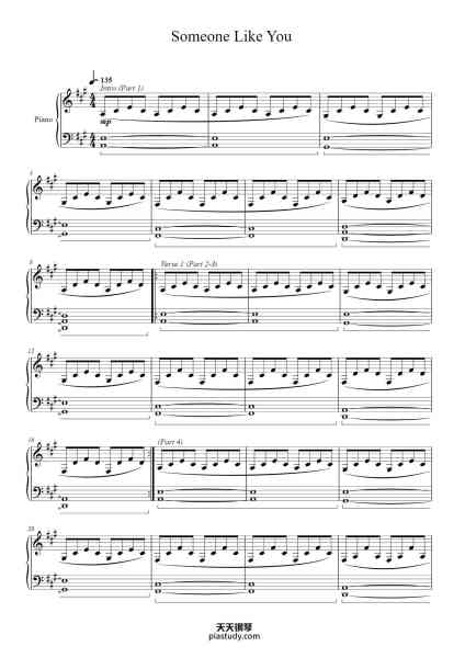 “Someone Like You”钢琴谱-Composers: Adele & Dan Wilson ~Transcribed music~-免费下载-天天钢琴