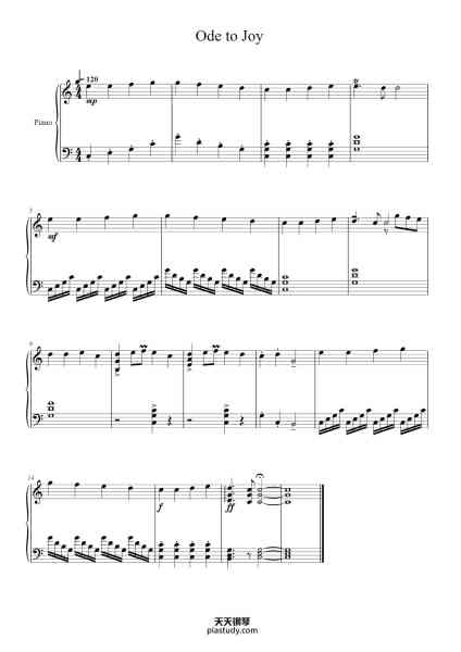 “Symphony No. 9 in D Minor, Op. 125: IV. Ode to Joy”钢琴谱-Ludwig van Beethoven-免费下载-天天钢琴