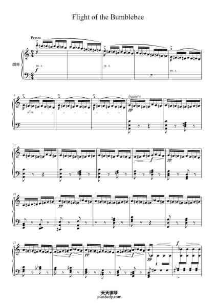 “Flight of the Bumblebee”钢琴谱-Nikolai Rimsky-Korsakov-免费下载-天天钢琴