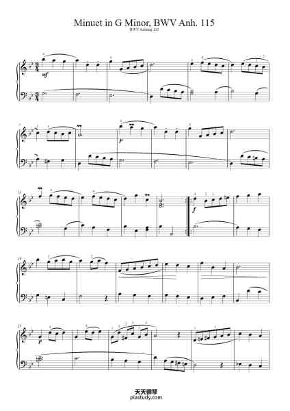 “Minuet in G Minor, BWV Anh. 115”钢琴谱-Christian Petzold-免费下载-天天钢琴