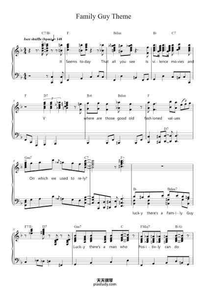 “Family Guy Theme”钢琴谱-Walter Murphy
arr. G. Breen-免费下载-天天钢琴