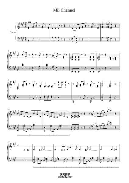 “Mii Channel”钢琴谱-Composed by Kazumi Totaka Arranged by Olimar12345 / Nate Wilson-免费下载-天天钢琴