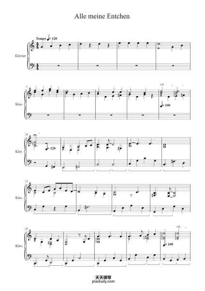 “Alle meine Entchen (Klaviervariationen)”钢琴谱-Hoodprice-免费下载-天天钢琴
