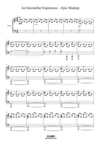“An Interstellar Experience – Epic Mashup (Piano)”钢琴谱-Epic Mashup-免费下载-天天钢琴