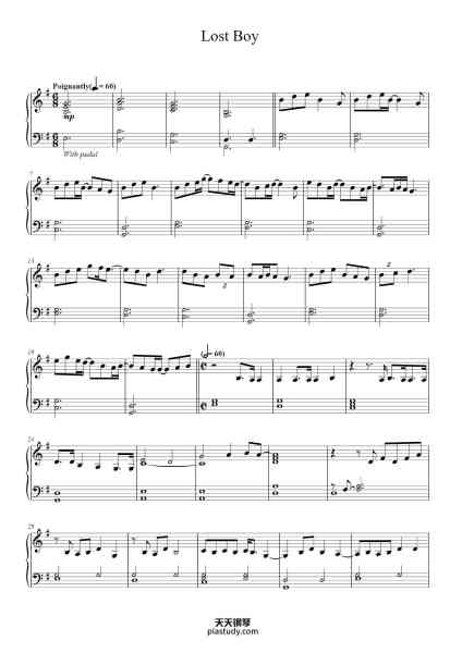 “Lost Boy”钢琴谱-Words and Music by
RUTH BERHE-免费下载-天天钢琴