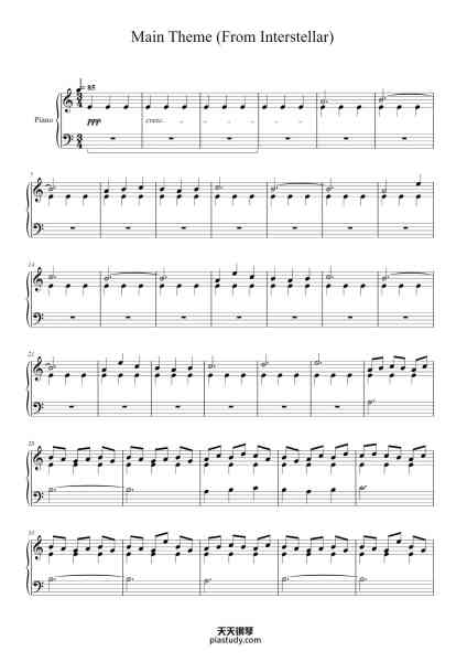 “Main Theme (From Interstellar)”钢琴谱-Orine Samtim-免费下载-天天钢琴