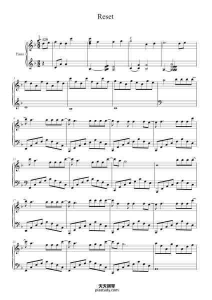 “Reset”钢琴谱-Transcribed by Keung-免费下载-天天钢琴