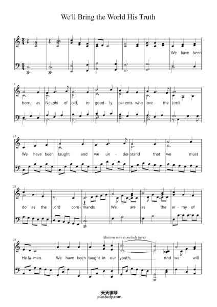 “We'll Bring the World His Truth”钢琴谱-Ryan Lundell-免费下载-天天钢琴
