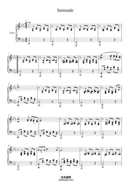 “Serenade”钢琴谱-Franz Schubert-免费下载-天天钢琴