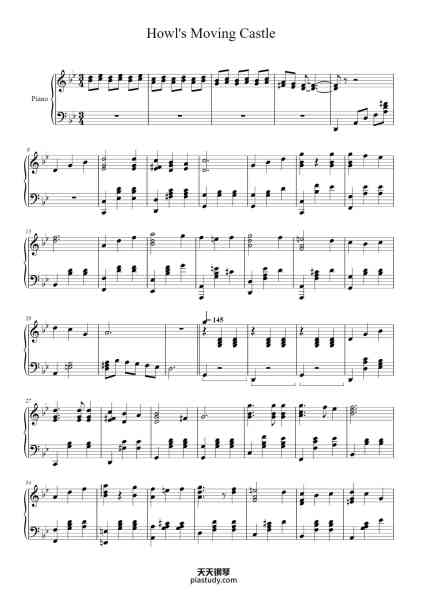 “Howl's Moving Castle Theme”钢琴谱-Joe Hisaishi-免费下载-天天钢琴