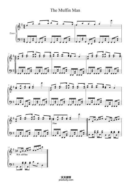 “The Muffin Man(Twins英文儿歌)”钢琴谱-英国儿童歌曲-免费下载-天天钢琴
