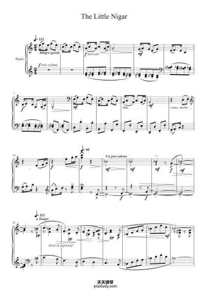 “The Little Nigar”钢琴谱-Claude Debussy-免费下载-天天钢琴