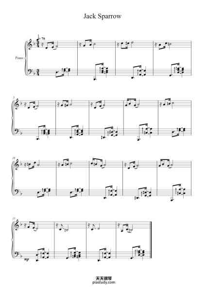 “Jack Sparrow”钢琴谱-Hans Zimmer-免费下载-天天钢琴