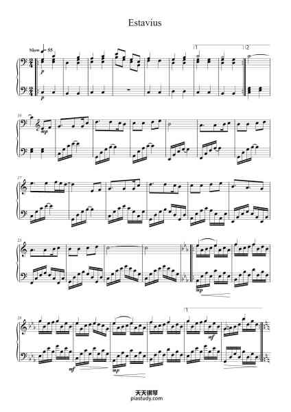 “Estavius”钢琴谱-HalcyonicFalconX
arranged by Vincent Saavedra-免费下载-天天钢琴