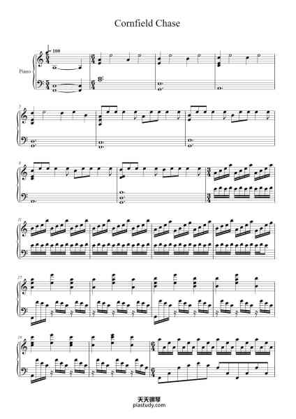 “Cornfield Chase/原野追逐-星际穿越”钢琴谱-Hans Zimmer-免费下载-天天钢琴