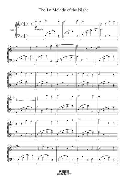 “The 1st Melody of the Night”钢琴谱-Composed by Shi Jin-免费下载-天天钢琴