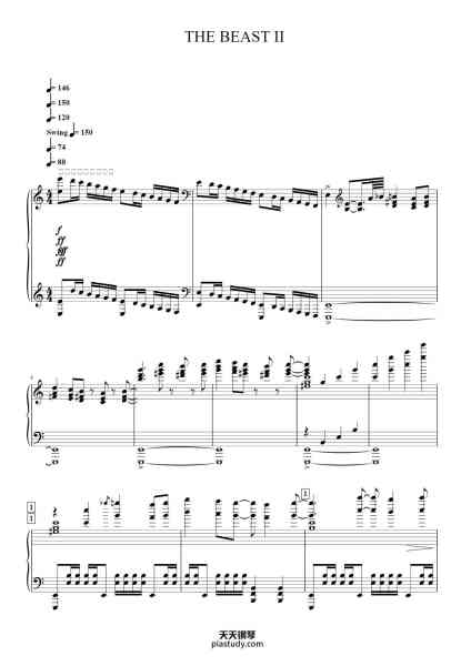 “THE BEAST II”钢琴谱-作曲:鷺巣詩郎-免费下载-天天钢琴