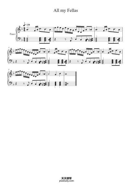 “All my Fellas”钢琴谱-Transcribed by Nico DaVersa-免费下载-天天钢琴