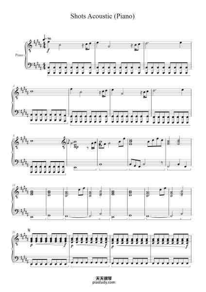 “Shots Acoustic (Piano)”钢琴谱-Imagine Dragons-免费下载-天天钢琴