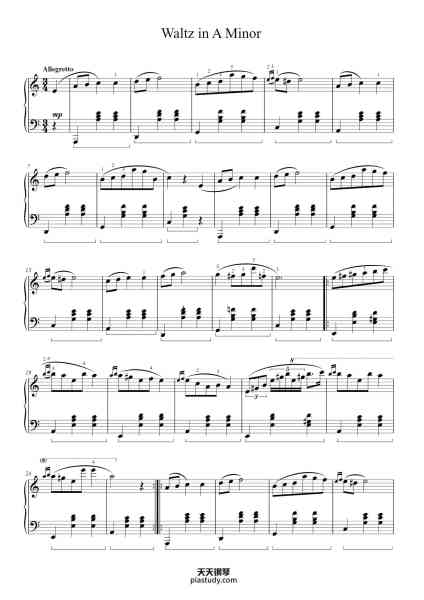 “Waltz in A Minor, B. 150”钢琴谱-Frederic Chopin-免费下载-天天钢琴