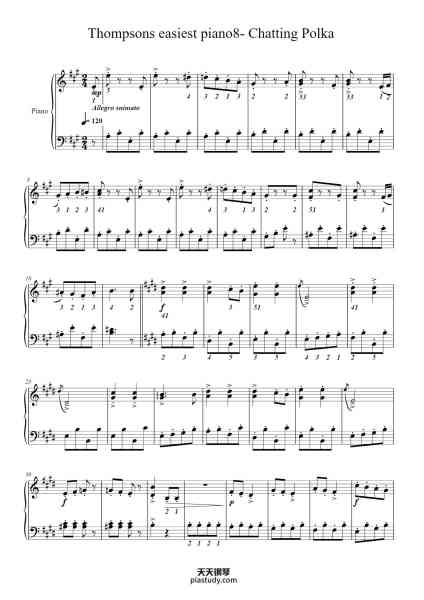 “Thompsons easiest piano8- Chatting Polka”钢琴谱-John Thompson-免费下载-天天钢琴