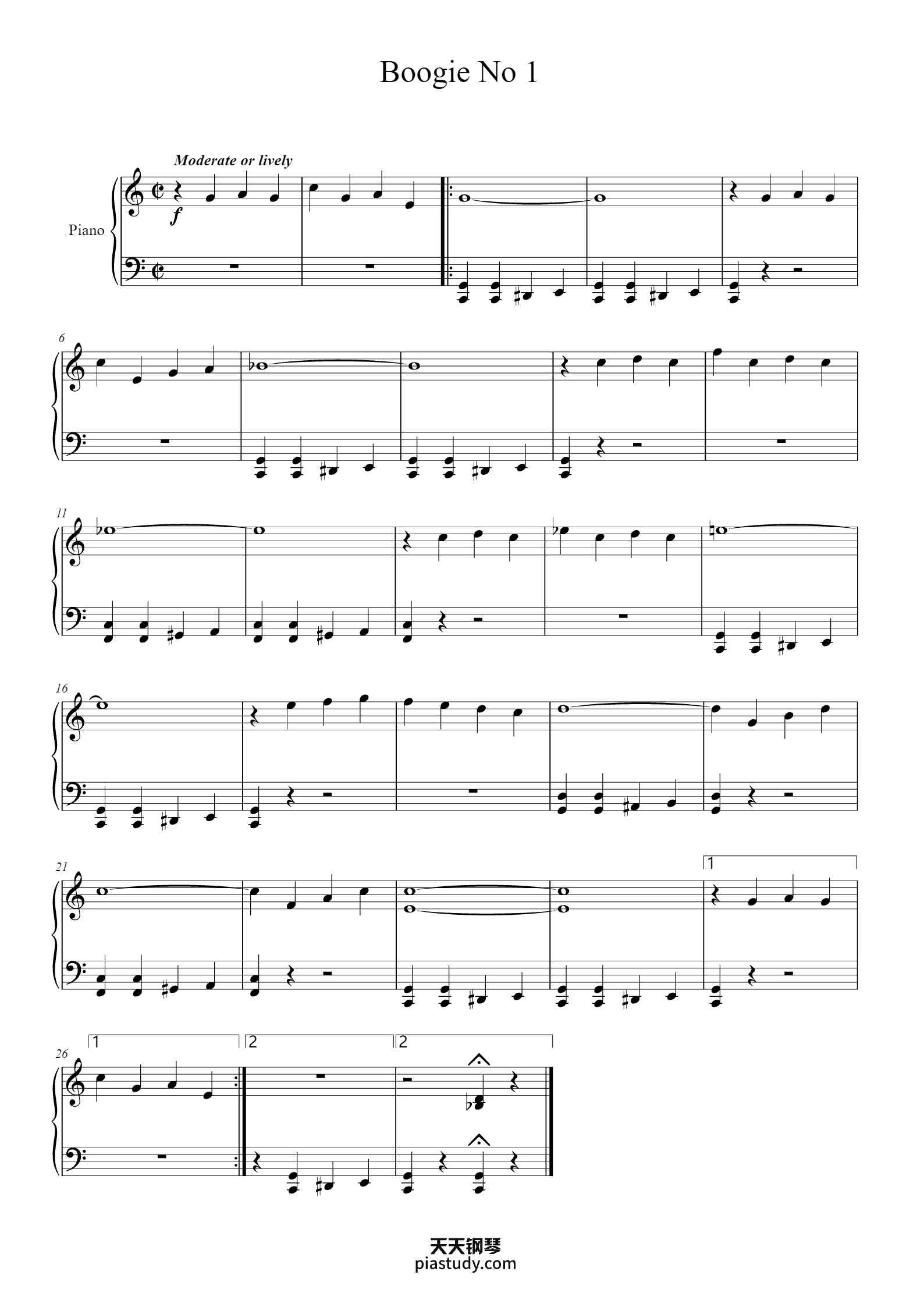 'Boogie No 1' - Piano Sheet Music By Gerald Martin | TOPiano