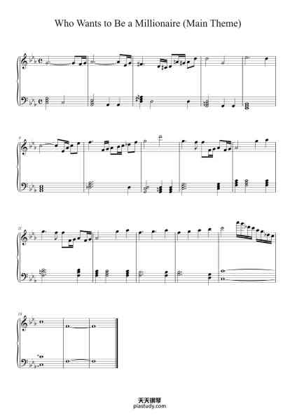 “Who Wants to Be a Millionaire (Main Theme)”钢琴谱-Keith Strachan, Matthew Strachan-免费下载-天天钢琴
