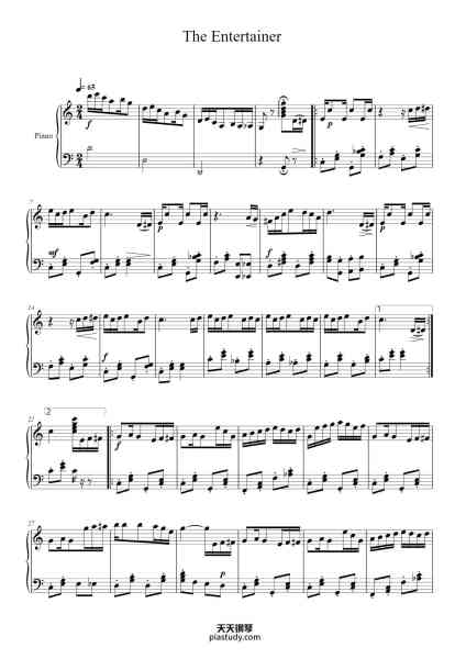 “The Entertainer”钢琴谱-S.Joplin arr. by F.Azfar-免费下载-天天钢琴