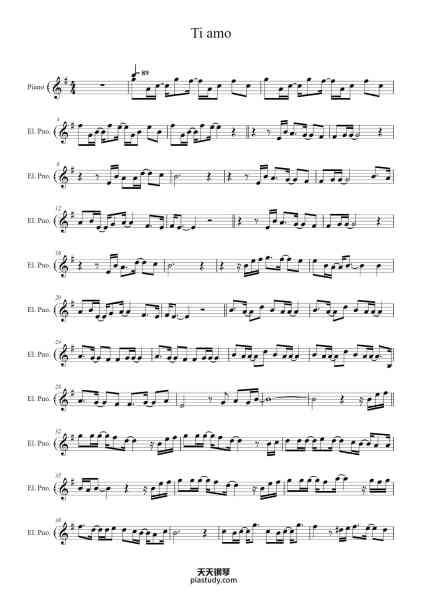 “Ti amo”钢琴谱-Howard Carpendale-免费下载-天天钢琴