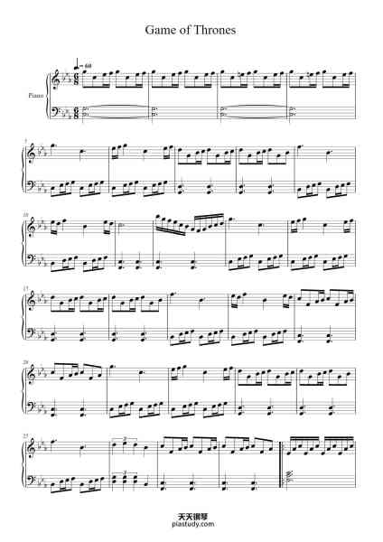 “Game of Thrones”钢琴谱-Ramin Djawadi-免费下载-天天钢琴
