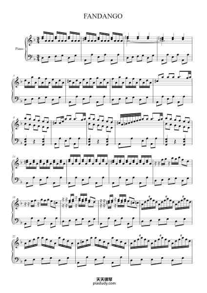 “Fandango”钢琴谱-Domenico SCARLATTI-免费下载-天天钢琴