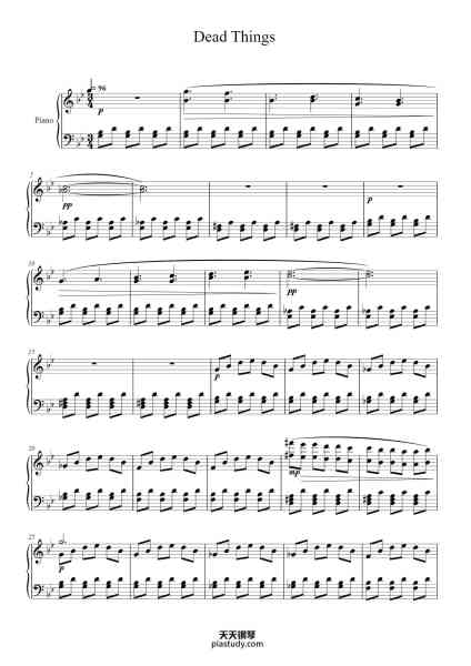 “Dead Things”钢琴谱-Philip Glass-免费下载-天天钢琴