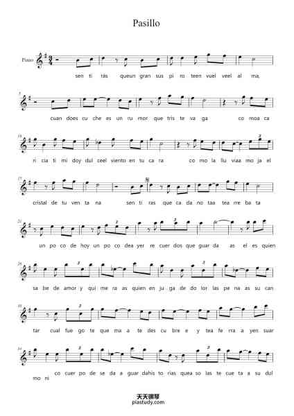 “Pasillo”钢琴谱-Leon Cardona G.-免费下载-天天钢琴