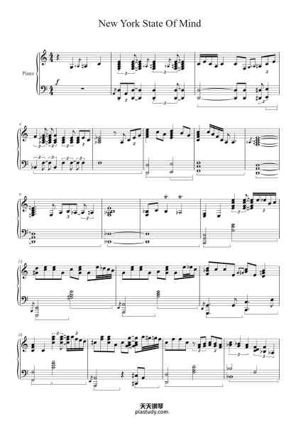 “New York State Of Mind”钢琴谱-Billy Joel-免费下载-天天钢琴