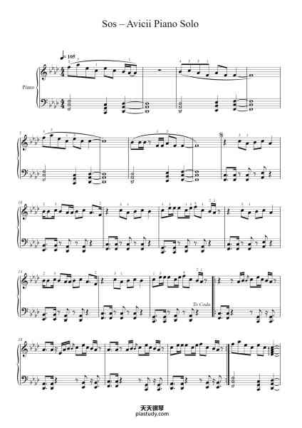 “Sos – Avicii Piano Solo”钢琴谱-Avicii-免费下载-天天钢琴