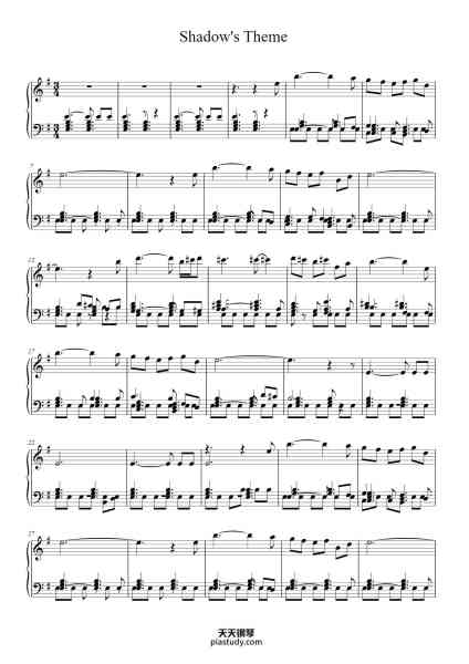 “Shadow's Theme (Final Fantasy 6)”钢琴谱-Nobuo Uematsu-免费下载-天天钢琴